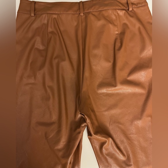 Commando Revolve Brown Faux Leather Crop Pants 7/8 Trouser High Rise Stretch - Picture 7 of 13